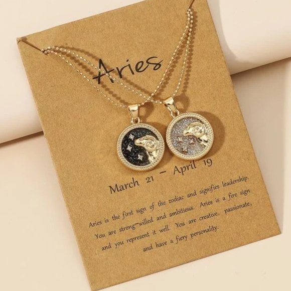 Jewelry - 2pc Aries Zodiac Golden Necklaces